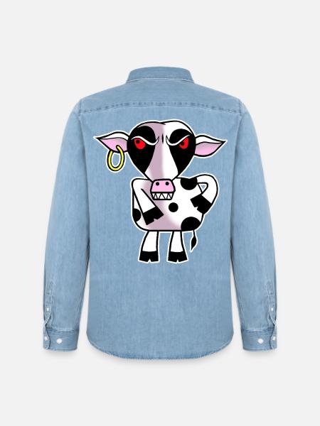 Angry cow - Men’s Organic Denim Shirt by Stanley/Stella - light wash