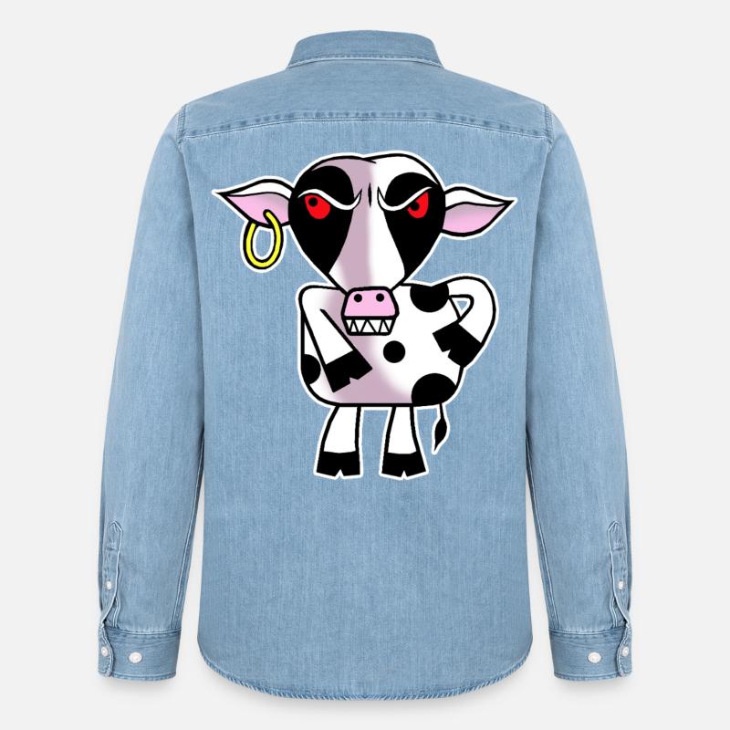 Wütende Kuh - Männer Jeanshemd Organic von Stanley/Stella - verwaschenes Hellblau