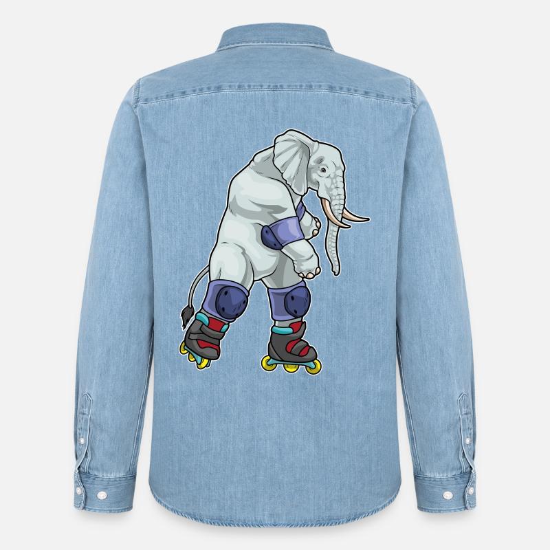Elefant Inline skating Inline skates - Männer Jeanshemd Organic von Stanley/Stella - verwaschenes Hellblau