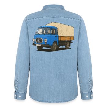 Ost-Pritsche - Männer Jeanshemd Organic von Stanley/Stella - verwaschenes Hellblau - Hinten - AI Model Male 185 light (185cm)