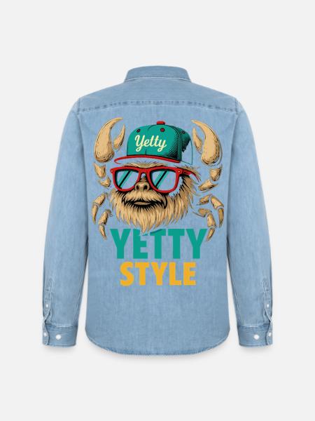 Yetty Style Yeti Graphic - Men’s Organic Denim Shirt by Stanley/Stella - light wash