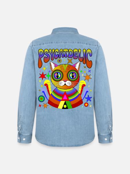 PSYCATDELIC - Men’s Organic Denim Shirt by Stanley/Stella - light wash