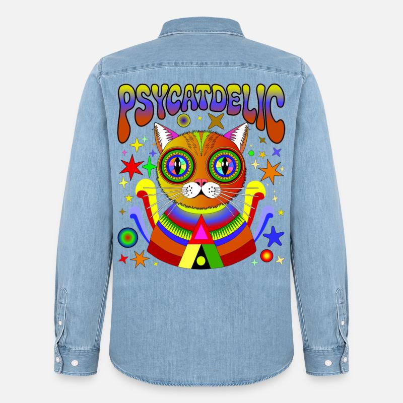 PSYCATDELIC - Men’s Organic Denim Shirt by Stanley/Stella - light wash