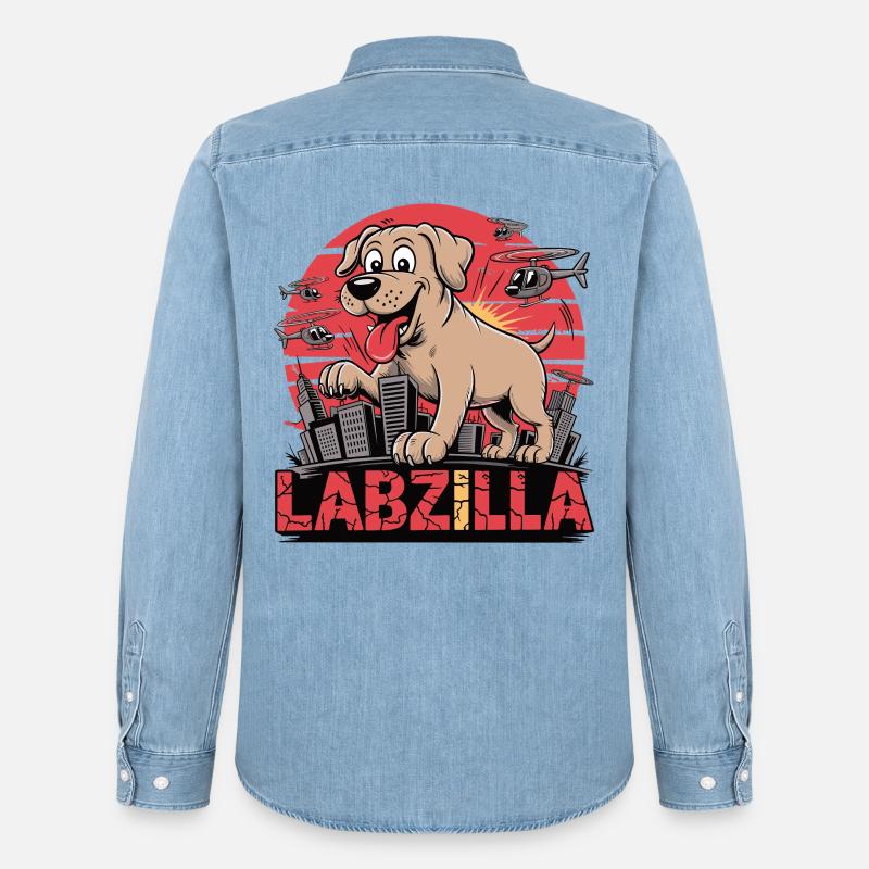 Labzilla – Der gute Junge im Großstadteinsatz - Männer Jeanshemd Organic von Stanley/Stella - verwaschenes Hellblau