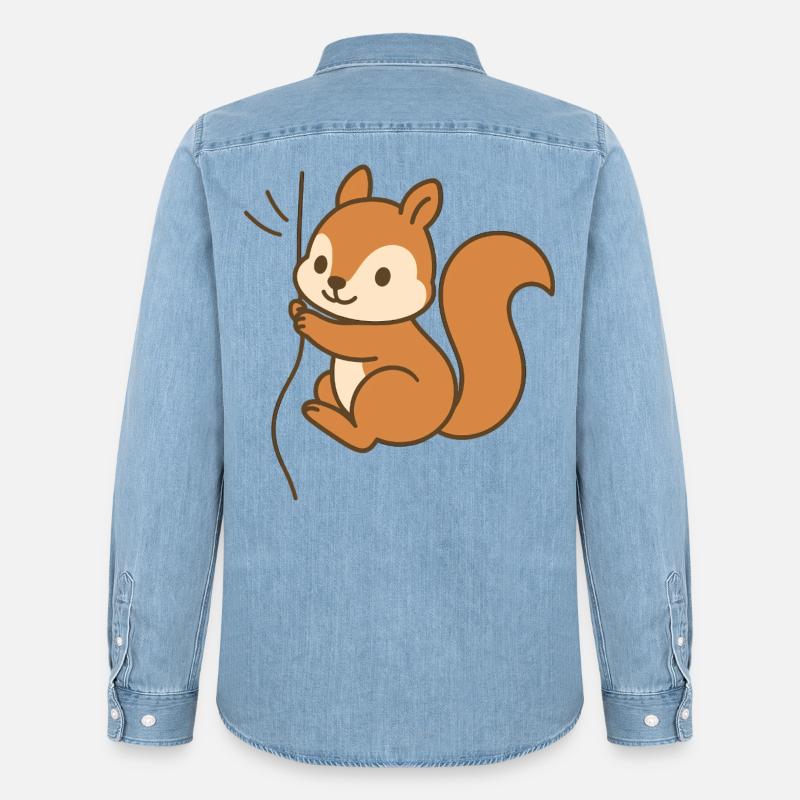 Eingekuschelt Eichhörnchen - Männer Jeanshemd Organic von Stanley/Stella - verwaschenes Hellblau