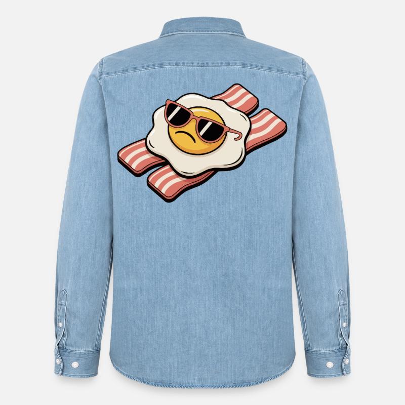 Bacon and egg - Breakfast Breakdown - Männer Jeanshemd Organic von Stanley/Stella - verwaschenes Hellblau