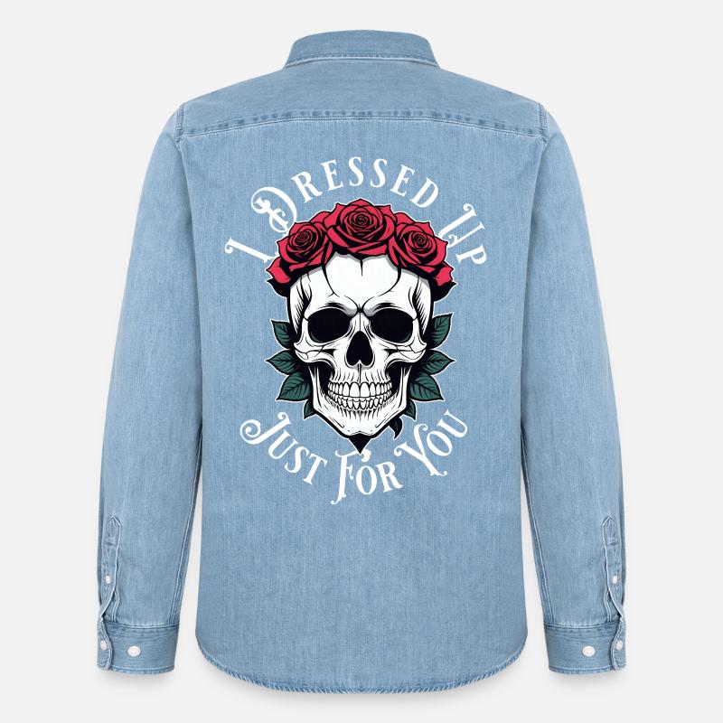 romantisch düster Totenkopf - Männer Jeanshemd Organic von Stanley/Stella - verwaschenes Hellblau
