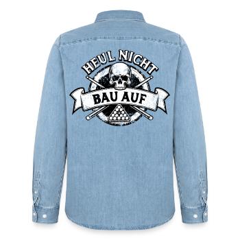 Heul nicht bau auf - Eight Ball - Billard Spieler - Männer Jeanshemd Organic von Stanley/Stella - verwaschenes Hellblau - Hinten - AI Model Male 185 light (185cm)
