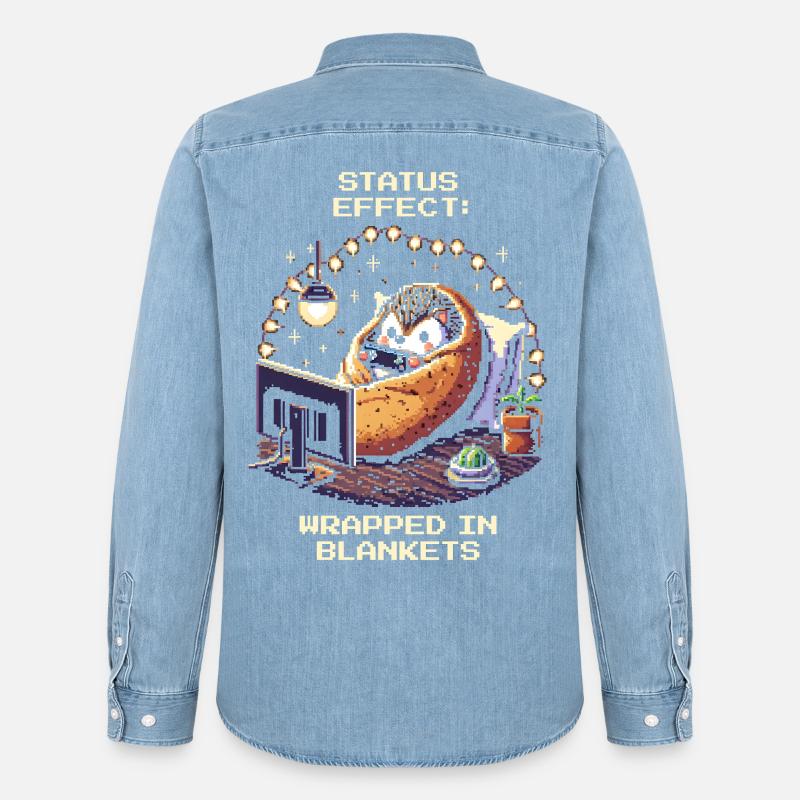 Status: Eingekuschelt in Decken - Männer Jeanshemd Organic von Stanley/Stella - verwaschenes Hellblau