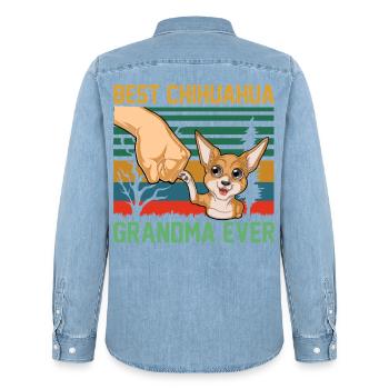 Chihuahua - Men’s Organic Denim Shirt by Stanley/Stella - light wash - Back - AI Model Male 185 light (185cm)