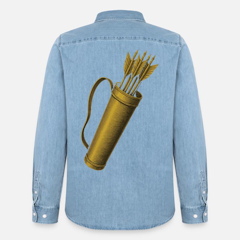 Bogenschießen Bogen Pfeil Köcher Bogenschütze - Männer Jeanshemd Organic von Stanley/Stella - verwaschenes Hellblau
