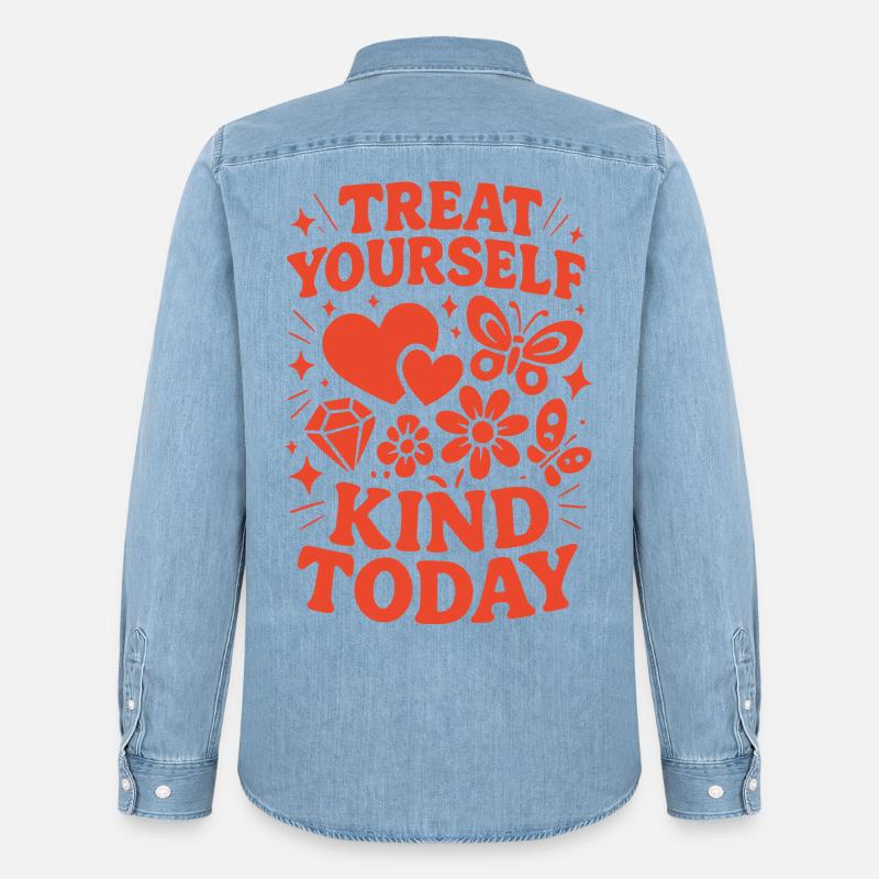 Sei Heute Nett Zu Dir Selbst - Männer Jeanshemd Organic von Stanley/Stella - verwaschenes Hellblau