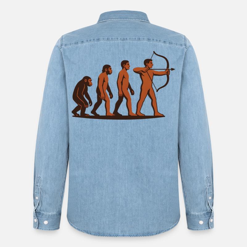 Evolution Bogenschießen Bogen Ziel Bogenschütze - Männer Jeanshemd Organic von Stanley/Stella - verwaschenes Hellblau