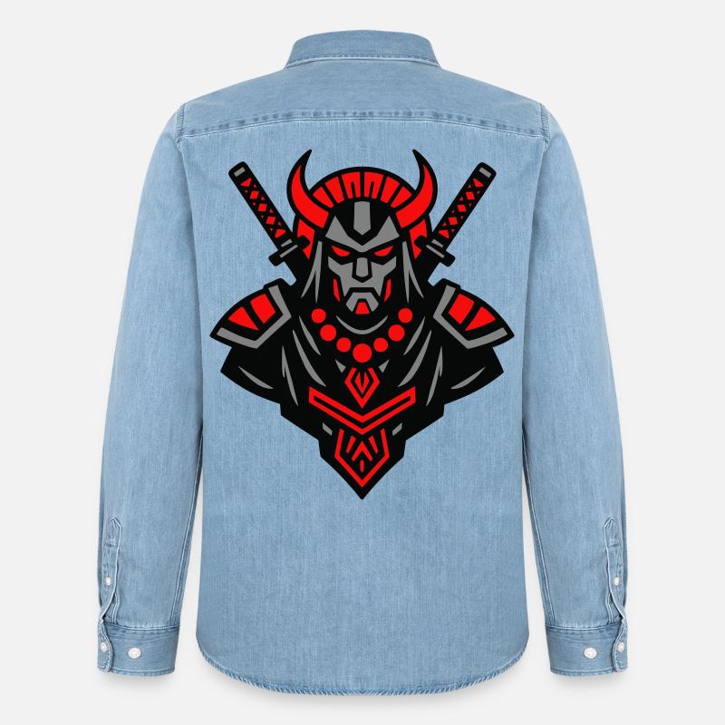 Samurai Devil Warrior - Männer Jeanshemd Organic von Stanley/Stella - verwaschenes Hellblau