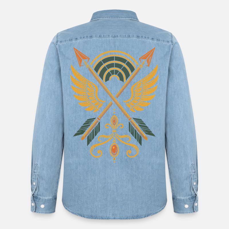 Bogenschießen Ziel Bogenschütze Bogenjagd Design - Männer Jeanshemd Organic von Stanley/Stella - verwaschenes Hellblau