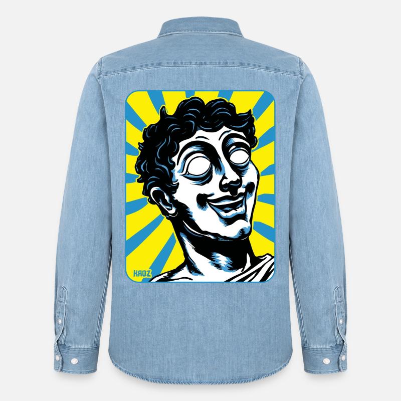 lustige Griechische Comic-Statue mit leerem Blick - Männer Jeanshemd Organic von Stanley/Stella - verwaschenes Hellblau