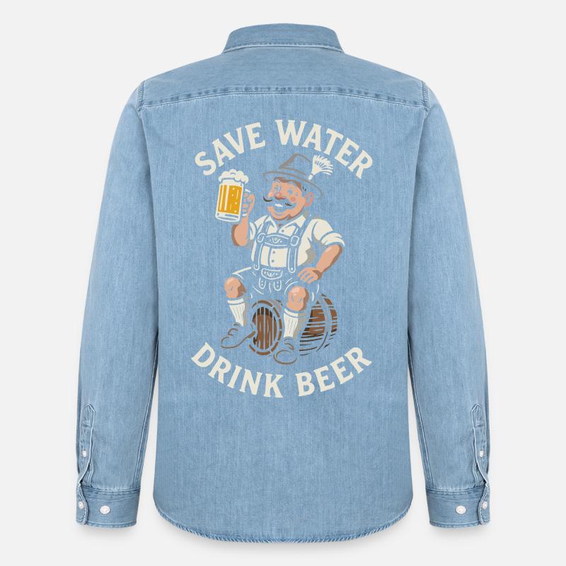 Save water drink beer - Biertrinker - Spruch - Männer Jeanshemd Organic von Stanley/Stella - verwaschenes Hellblau
