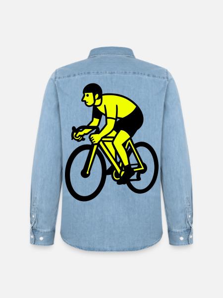 Neonrad Silhouette Radfahrer - Männer Jeanshemd Organic von Stanley/Stella - verwaschenes Hellblau
