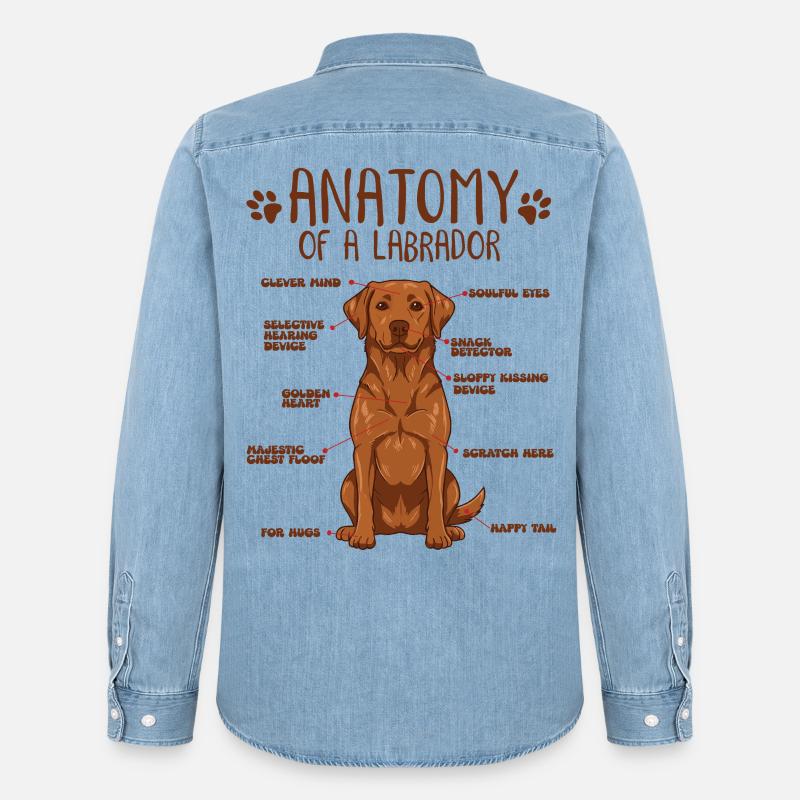 Anatomie eines Fox Red Labradors - Männer Jeanshemd Organic von Stanley/Stella - verwaschenes Hellblau