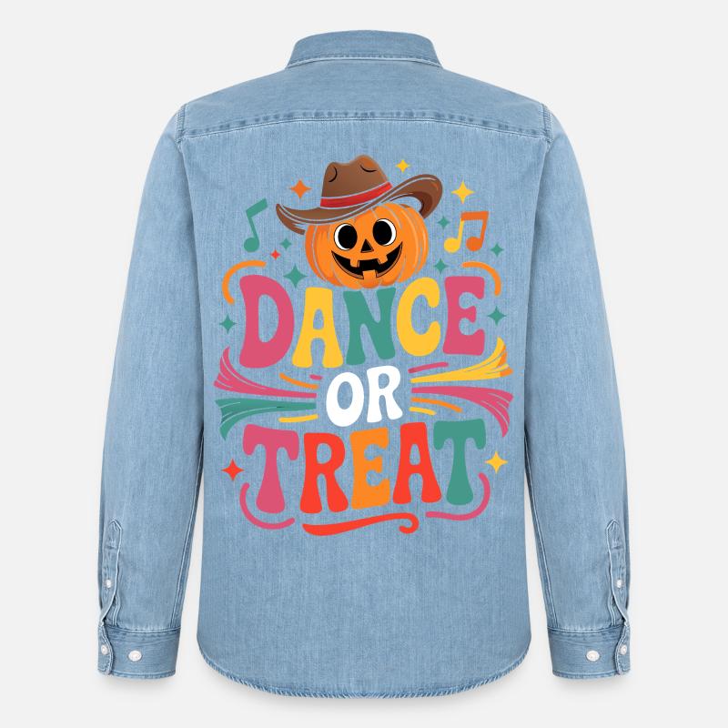 Kürbis Tanz oder Treat - Männer Jeanshemd Organic von Stanley/Stella - verwaschenes Hellblau