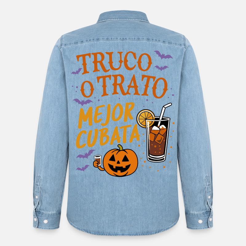 Süßes oder Saures Beste Cubata - Männer Jeanshemd Organic von Stanley/Stella - verwaschenes Hellblau