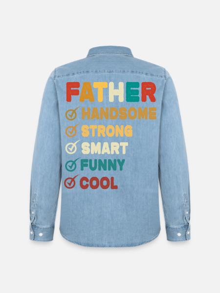 Dad Father Father's Day - Men’s Organic Denim Shirt by Stanley/Stella - light wash
