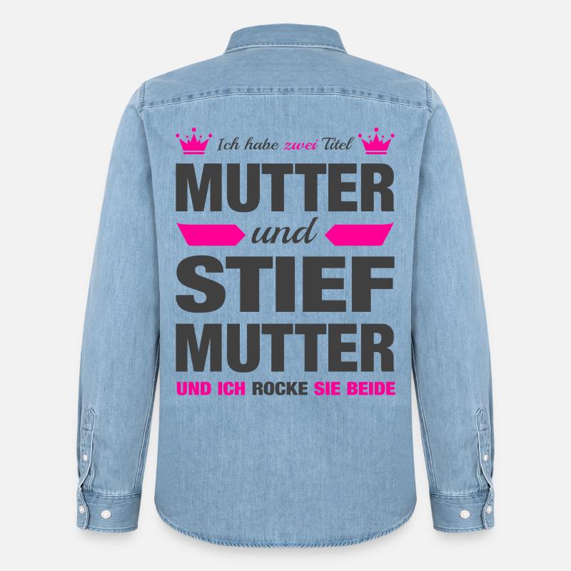 Stiefmutter Stiefmama Mama Muttertag Geschenk - Männer Jeanshemd Organic von Stanley/Stella - verwaschenes Hellblau