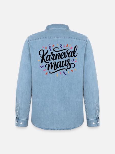 Karnevalmaus Konfetti Kostüm Karneval - Männer Jeanshemd Organic von Stanley/Stella - verwaschenes Hellblau