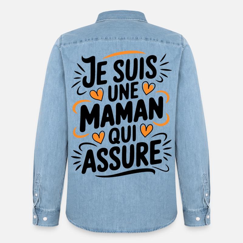 Ich bin eine Mutter, die versichert - Männer Jeanshemd Organic von Stanley/Stella - verwaschenes Hellblau