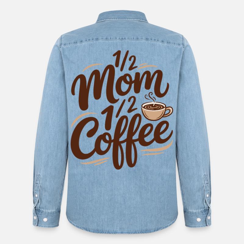 Mutter Koffein Halb Mama Halb Kaffee - Männer Jeanshemd Organic von Stanley/Stella - verwaschenes Hellblau