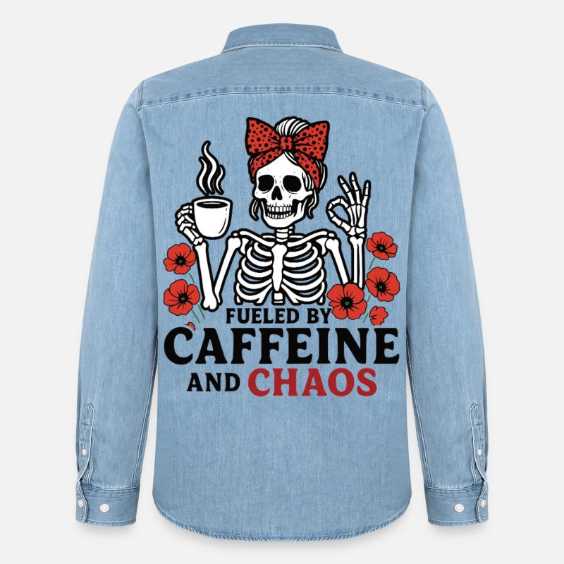Mutter Koffein Mutter Skelett Kaffee - Männer Jeanshemd Organic von Stanley/Stella - verwaschenes Hellblau