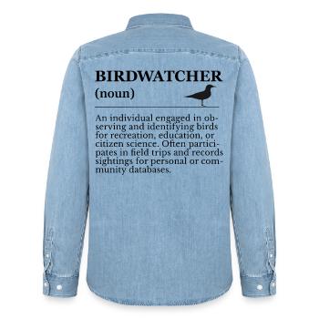Birdwatcher Definition - Vogelbeobachtung - Männer Jeanshemd Organic von Stanley/Stella - verwaschenes Hellblau - Hinten - AI Model Male 185 light (185cm)