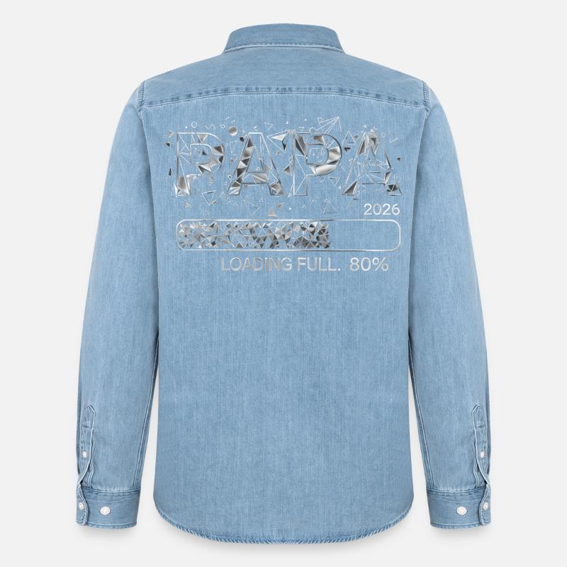 Papa 2026 Loading Werdender Papa Geschenk - Männer Jeanshemd Organic von Stanley/Stella - verwaschenes Hellblau