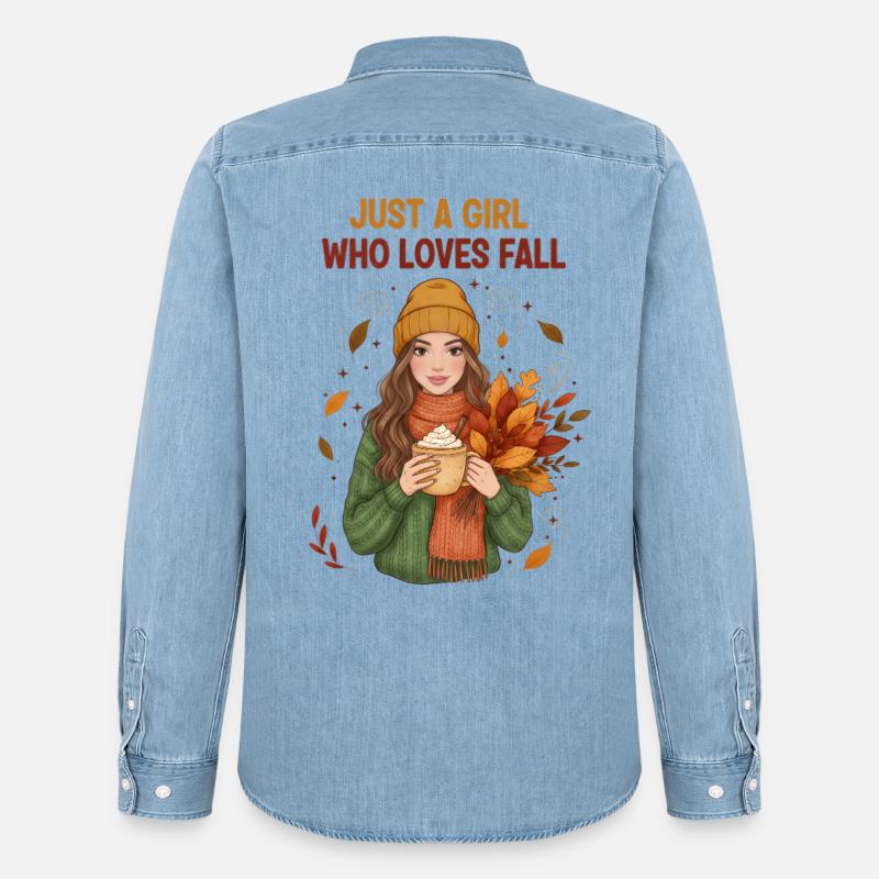 Das Mädchen, das den Herbst liebt - Männer Jeanshemd Organic von Stanley/Stella - verwaschenes Hellblau