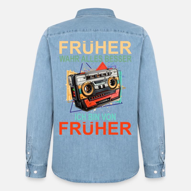 Früher war alles besser - Männer Jeanshemd Organic von Stanley/Stella - verwaschenes Hellblau