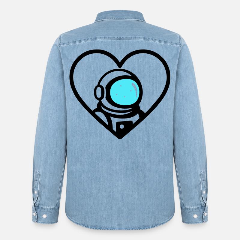 Astronaut Heart Space Cosmo Helm - Männer Jeanshemd Organic von Stanley/Stella - verwaschenes Hellblau