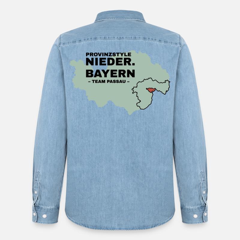 Bassa Baviera | PASSAU - Camicia in denim uomo bio di Stanley/Stella - azzurro chiaro slavato
