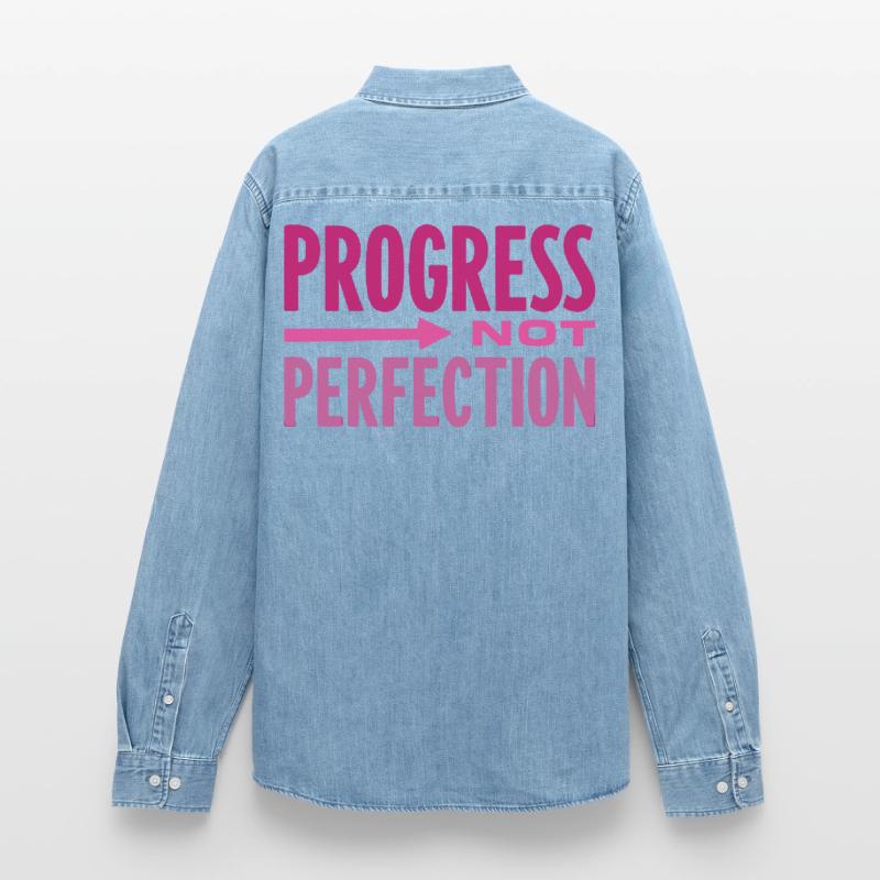 Le progrès, pas la perfection Le progrès compte Chemise en denim homme bio Stanley/Stella