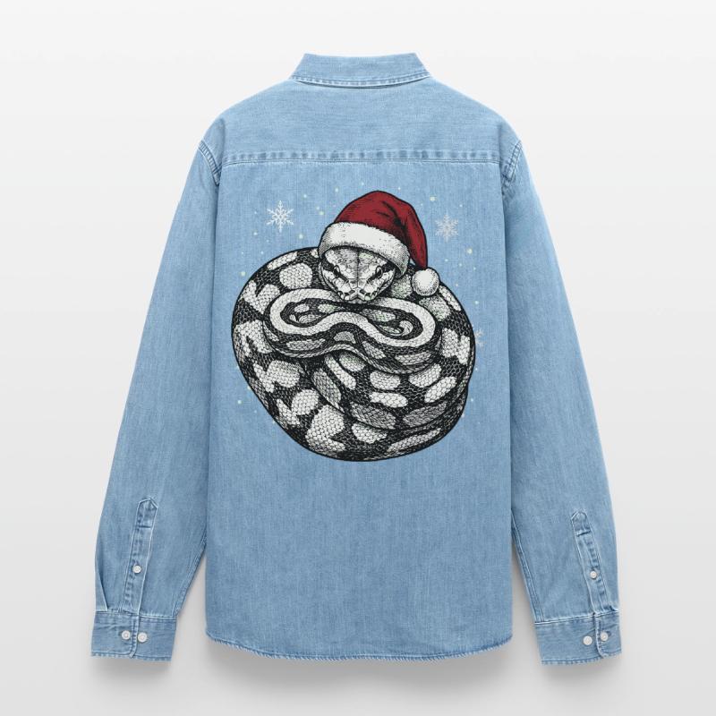 Serpent roi python roi de Noël Python boule Chemise en denim homme bio Stanley/Stella