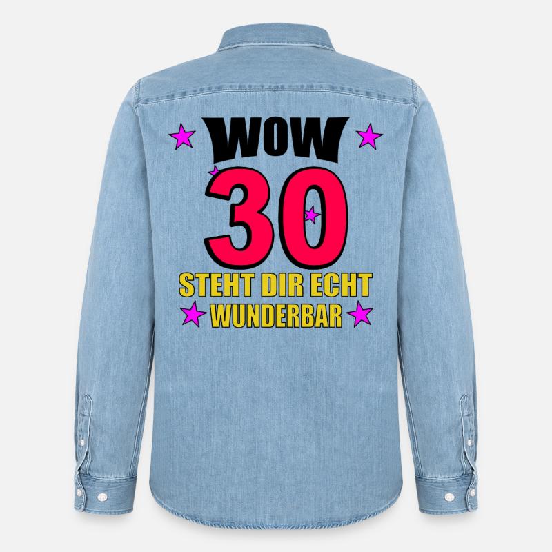 Steht Dir Echt Wunderbar - Männer Jeanshemd Organic von Stanley/Stella - verwaschenes Hellblau