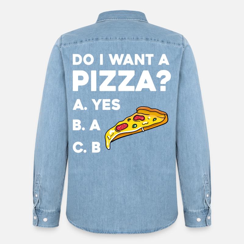 Pizza Frage: Ja oder Nein - Männer Jeanshemd Organic von Stanley/Stella - verwaschenes Hellblau