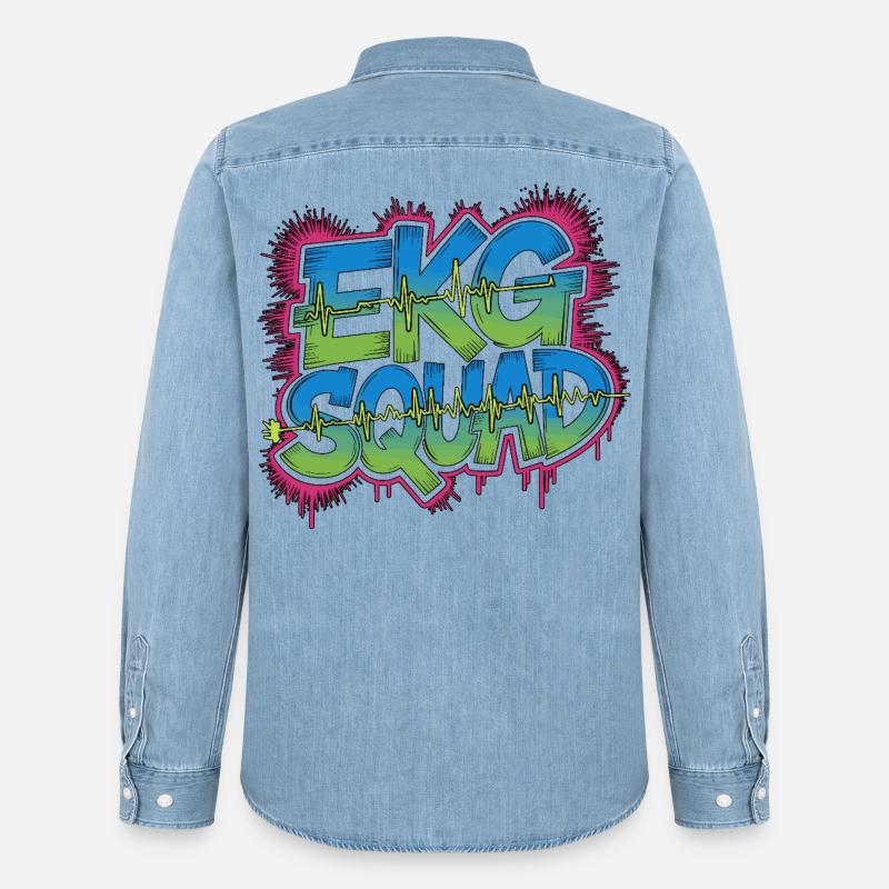 Cardiac Tech EKG Squad Pacemaker Technician - Männer Jeanshemd Organic von Stanley/Stella - verwaschenes Hellblau