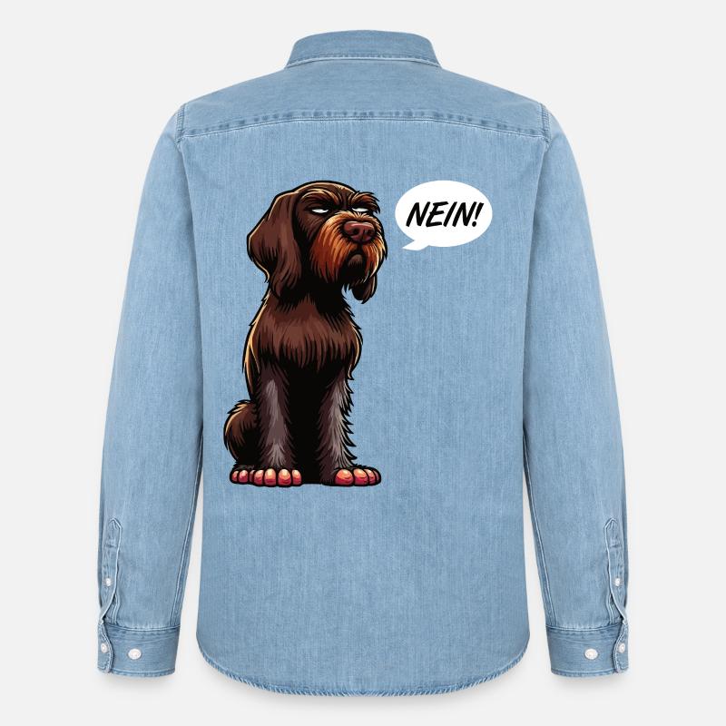Nein Deutsch Drahthaar Deutsch-Drahthaar Besitzer - Männer Jeanshemd Organic von Stanley/Stella - verwaschenes Hellblau