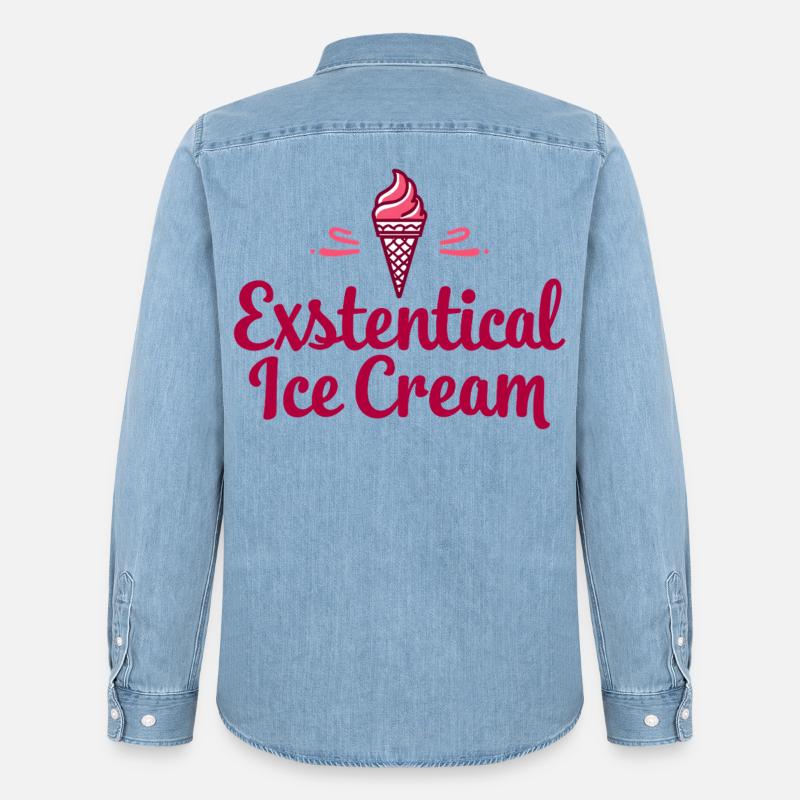 Existenzielle Eiscreme Lustiger Spruch Eis Waffel - Männer Jeanshemd Organic von Stanley/Stella - verwaschenes Hellblau