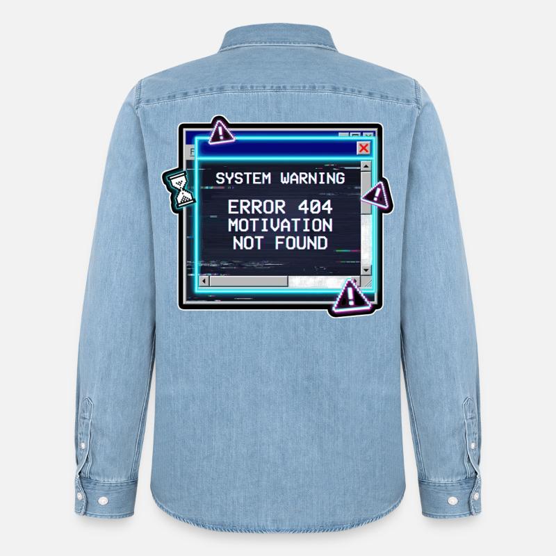 Error 404 Motivation Glitch - Männer Jeanshemd Organic von Stanley/Stella - verwaschenes Hellblau