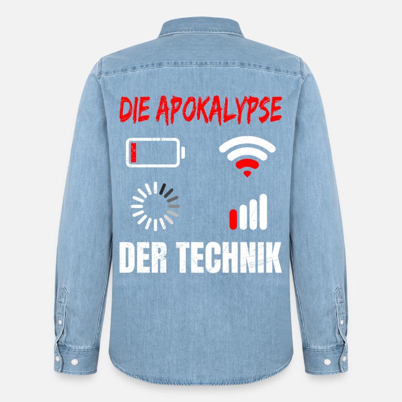 Coder DIE APOKALYPSE DER TECHNIK LUSTIG - Männer Jeanshemd Organic von Stanley/Stella - verwaschenes Hellblau