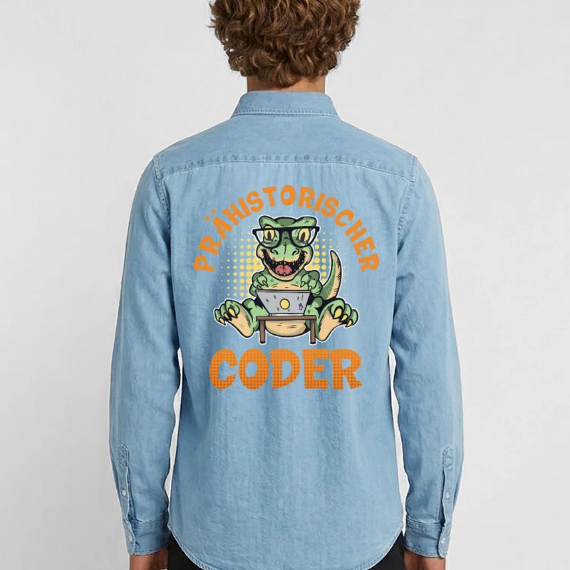 Coding PRÄHISTORISCHER CODER Lustiges Männer Jeanshemd Organic von Stanley/Stella