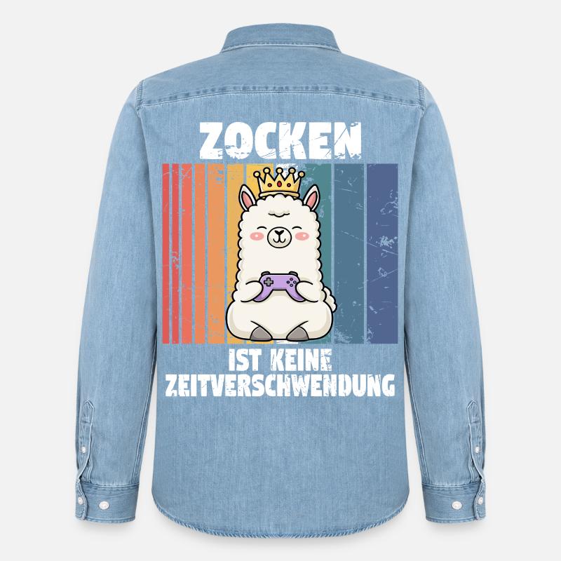 Lama zocken controller - Männer Jeanshemd Organic von Stanley/Stella - verwaschenes Hellblau