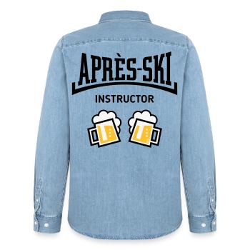 Après-Ski Instructor (Bier Apres Ski Konkav POS3C) - Männer Jeanshemd Organic von Stanley/Stella - verwaschenes Hellblau - Hinten - AI Model Male 185 light (185cm)