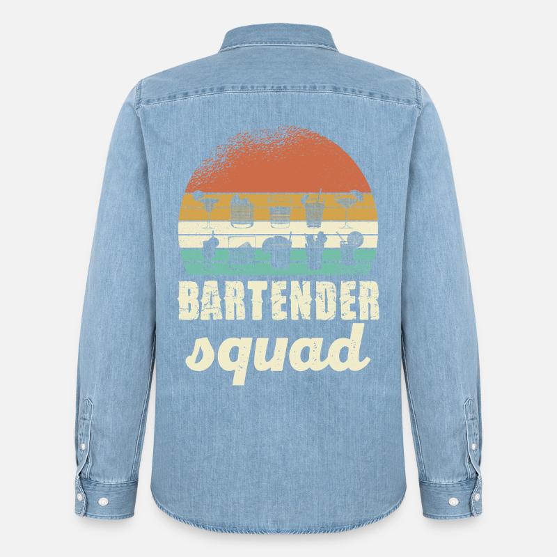 Bartender Squad Retro - Männer Jeanshemd Organic von Stanley/Stella - verwaschenes Hellblau